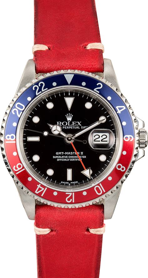 rolex pepsi leather strap|Rolex rubber strap for sale.